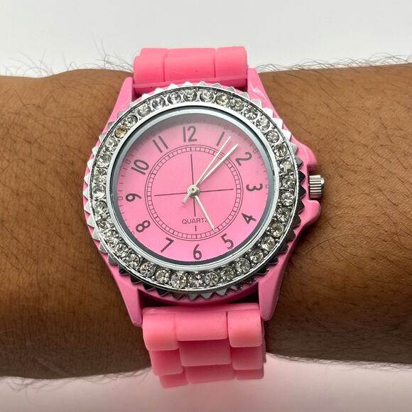 Silver & Pink Men's Quartz Watch - Picture 1 of 5